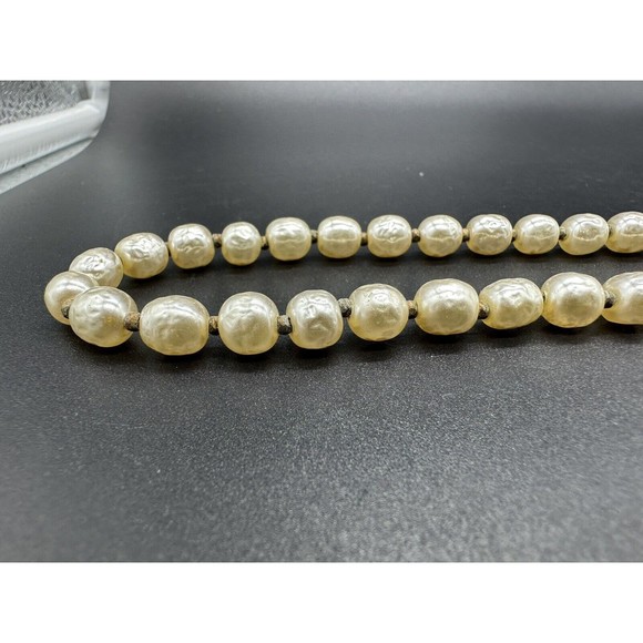 Vintage Miriam Haskell Knotted Baroque Pearl Necklace 24” - Picture 4 of 8